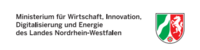 Logo des Ministeriums für Wirtschaft, Innovation, Digitalisierung und Energie des Landes Nordrhein-Westfalen. Der Text beschreibt die Zuständigkeiten des Ministeriums in diesen Bereichen.