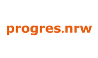 Text in großer orangefarbener Schrift: "progres.nrw".