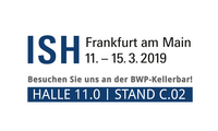 Text: "Einladung zur ISH Messe in Frankfurt am Main vom 11. bis 15. März 2019. Besuchen Sie uns an der BWP-Kellerbar, Halle 11.0, Stand C.02."
