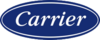 Das Bild zeigt das Logo der Marke "Carrier". Es besteht aus einem ovalen, blauen Hintergrund mit dem Schriftzug "Carrier" in weißer, geschwungener Schrift.