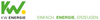 Logo von KW Energie. Darunter steht der Slogan "EINFACH. ENERGIE. ERZEUGEN." Das Design vermittelt ein modernes und energiegeladenes Gefühl.
