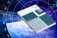 Ein Buch steht auf einem Hintergrund mit Radar-ähnlichen Grafiken und Kartenelementen. Das Cover des Buches ist überwiegend blau mit einigen grauen Elementen und enthält Text. Es handelt sich um eine Veröffentlichung zur Themenstellung "Mittelstand und Unternehmensführung".