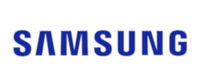 Das Bild zeigt das Logo von Samsung. Der Schriftzug ist in Großbuchstaben und in einer klaren, modernen Schriftart gestaltet. Der Hintergrund ist in einem dunkelblauen Farbton gehalten.