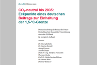 Bericht über CO?-Neutralität bis 2035, der die Eckpunkte eines deutschen Beitrags zur Einhaltung der 1,5°C-Grenze zusammenfasst. Enthält Diskussionen und finanzielle Unterstützung durch die GLS Bank. Autoren sind verschiedene Experten auf dem Gebiet. 2. korrigierte Auflage.