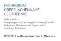 Alternative Beschreibung: Text für ein Fachforum zur oberflächennahen Geothermie, organisiert von der TUM und anderen Institutionen. Das Event fand am 10. Oktober 2018 im Bürgerhaus Haar bei München statt.
