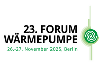 Text für die alternative Beschreibung:  
"Das Bild kündigt das 23. Forum Wärmepumpe an, das vom 26. bis 27. November 2025 in Berlin stattfindet. Die Informationen sind in klaren und prägnanten Schriftarten dargestellt."