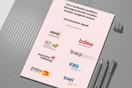 Ein Dokument auf einem grauen Hintergrund, das einen gemeinsamen Appell zur Einführung des ETS 2 enthält. Darunter sind mehrere Logos von Organisationen abgebildet. Das Datum ist der 6. Oktober 2016, und der Ort ist Berlin.