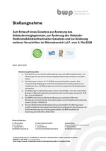 Stellungnahme zum Entwurf eines Gesetzes zur Änderung des Gebäudeenergiegesetzes