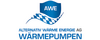 Das Bild zeigt das Logo der Alternativ Wärme Energie AG (AWE). Der Unternehmensname und der Begriff „Wärmepumpen“ sind prominent platziert. Die Farben sind Blau und Weiß, mit einem Wappen-ähnlichen Element darüber.