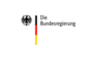 Ein stilisiertes Deutschland-Wappen zeigt die Farben Schwarz, Rot und Gold in vertikalen Balken. Der schwarze Balken steht auf dem roten, das wiederum auf dem gelben Balken sitzt.