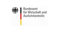 Logo des Bundesamts für Wirtschaft und Ausfuhrkontrolle (BAFA). Es zeigt einen Bundesadler und die Schriftzüge „Bundesamt für Wirtschaft und Ausfuhrkontrolle“. Farbliche Elemente in Schwarz, Rot und Gold repräsentieren die deutsche Flagge.