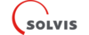 Das Bild zeigt das Logo von Solvis, das aus dem Schriftzug "SOLVIS" in Großbuchstaben besteht. Der Buchstabe "O" ist auffällig gestaltet und wird von einem roten Kreis umrahmt.