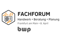 Logo für das Fachforum Handwerk, Beratung und Planung, das am 8. April in Frankfurt am Main stattfindet. Der Text enthält den Namen "bwp".