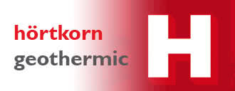 Logo von Hörtkorn, mit dem Wort "geothermic" in grauer Schrift unter dem markanten roten Buchstaben "H".