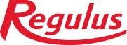 Logo der Marke "Regulus" in roter Schrift auf schwarzem Hintergrund.